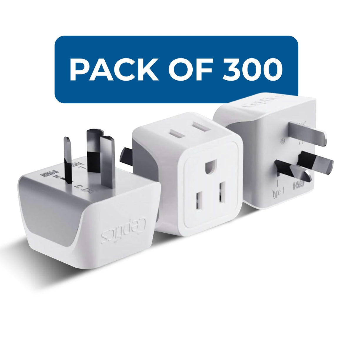 Australia, China Travel Adapter - Type I - Ultra Compact (CT-16, 3 Pack)
