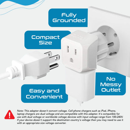 Denmark Travel Adapter - Type K - Ultra Compact (CT-20 ,3 PACK)