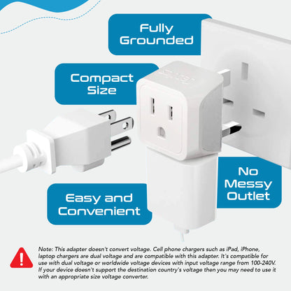 UK, England Travel Adapter - Type G - Ultra Compact (CT-7, 3 Pack)