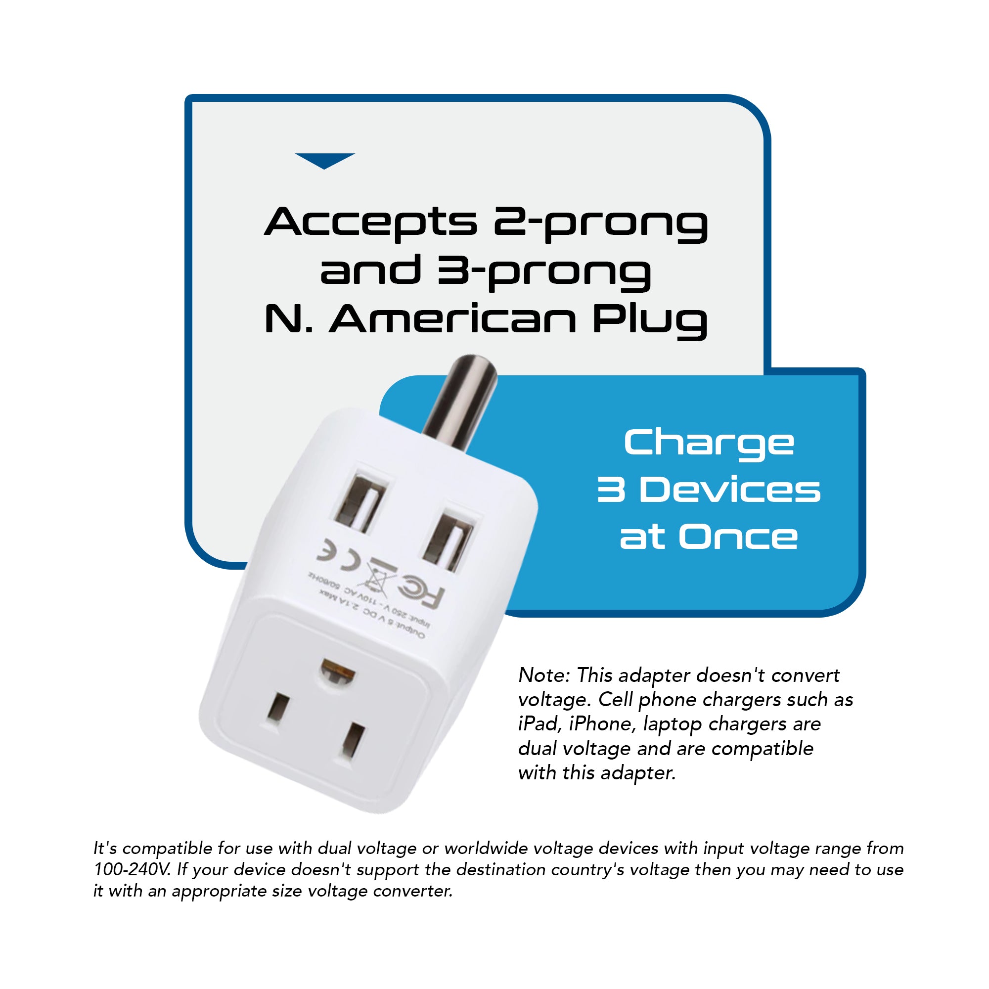 South Africa Adapter Plug Combo Type M, G | Dual USB - African Combo (CTU-7-10L)