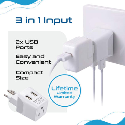 Switzerland Travel Adapter - Type J - Dual USB (CTU-11A)