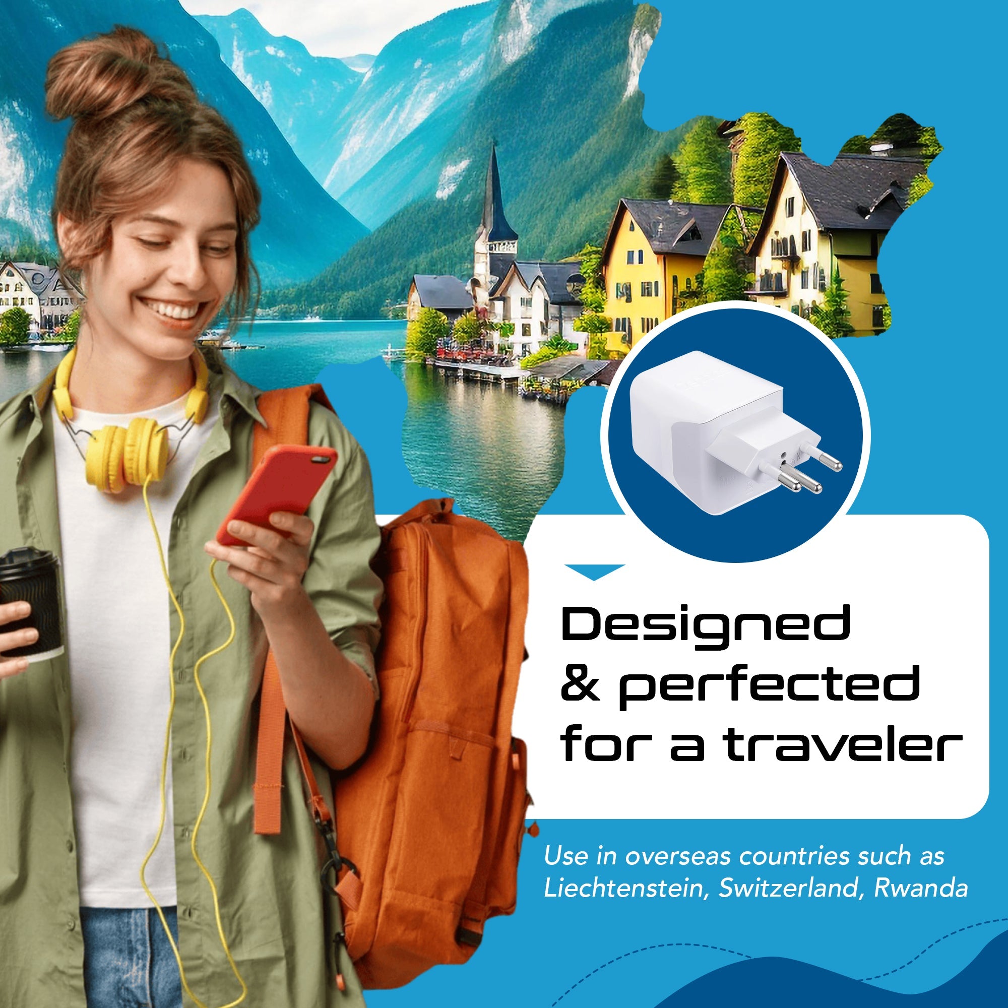 Switzerland Travel Adapter - Type J - Dual USB (CTU-11A)
