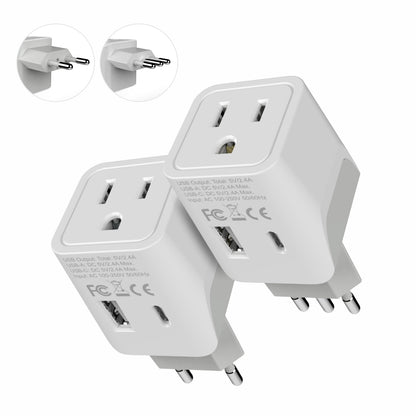 Italy Travel Adapter Plug Combo - Type C, L | USB-A + USB-C - Italian Combo (CTU-12-9C)