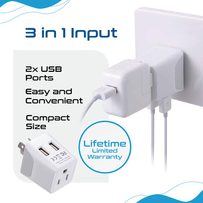 Australia, China Travel Adapter - Type I - Dual USB (CTU-16)