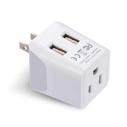 Japan, Philippines Travel Adapter - Type A - Dual USB (CTU-6)