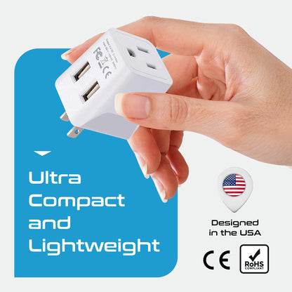 Japan, Philippines Travel Adapter - Type A - Dual USB (CTU-6)