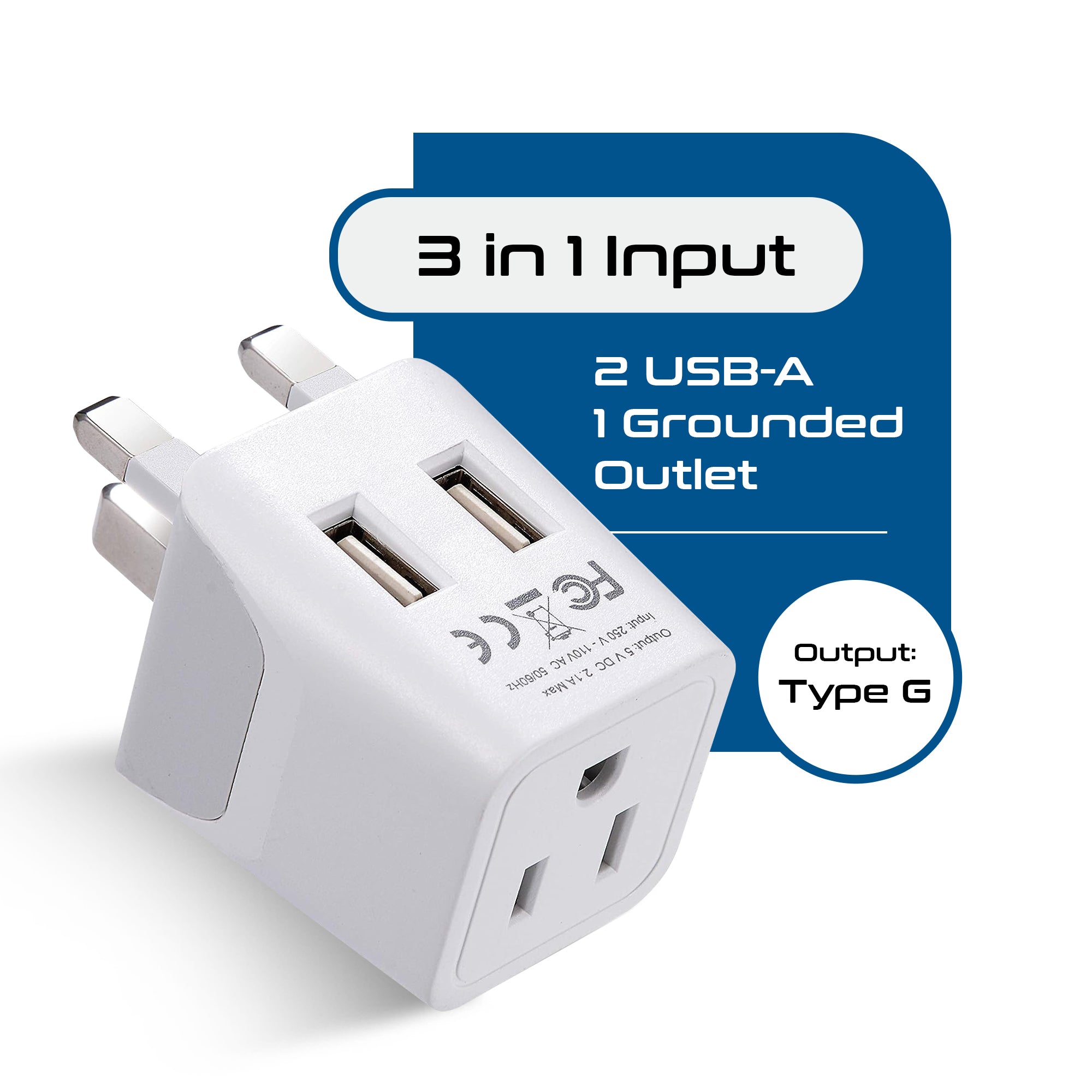 South Africa Adapter Plug Combo Type M, G | Dual USB - African Combo (CTU-7-10L)