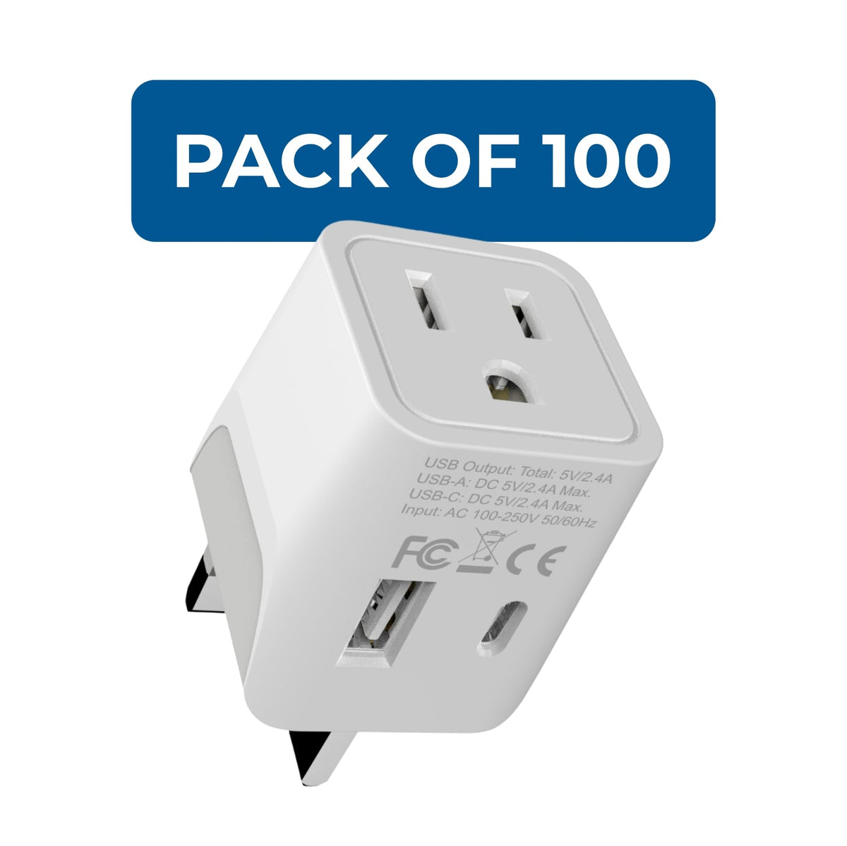 UK, England Travel Adapter - Type G - Dual USB (CTU-7)