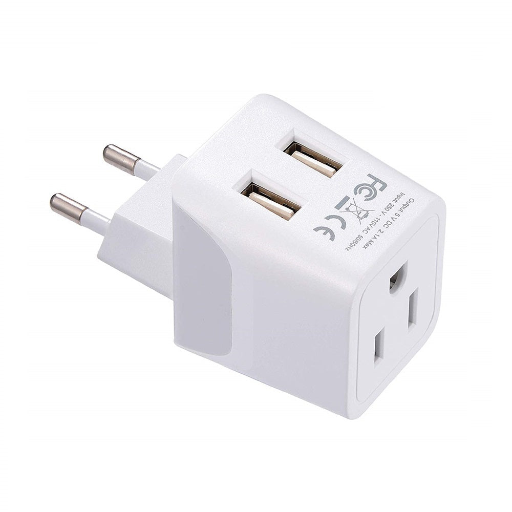 Europe Travel Adapter Plug Combo - Type C, E/F | Dual USB – European Combo (CTU-9-9C)