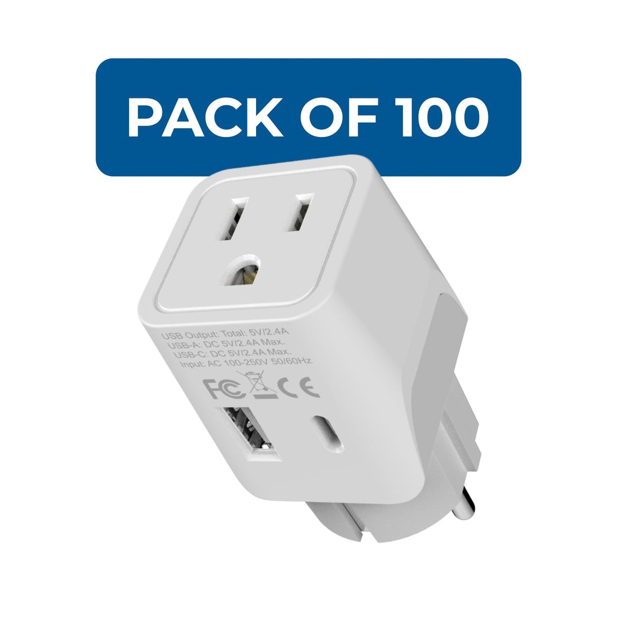 Europe (Schuko) Travel Adapter - Type E/F - USB A + USB C (CTU-9)