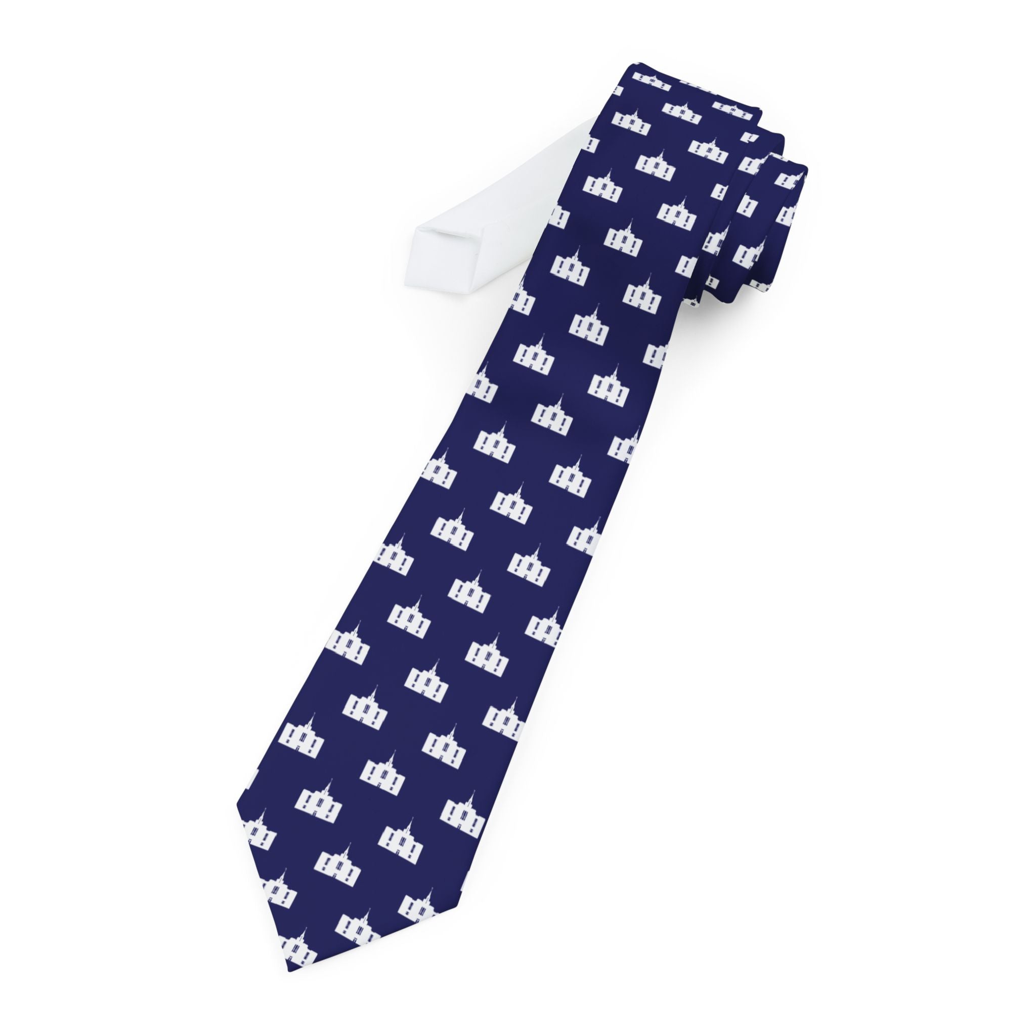 Calgary Alberta Temple Patterned Neck Tie for Elders (Blue) - Mission Wishlist - LDS Missionary Gift Store