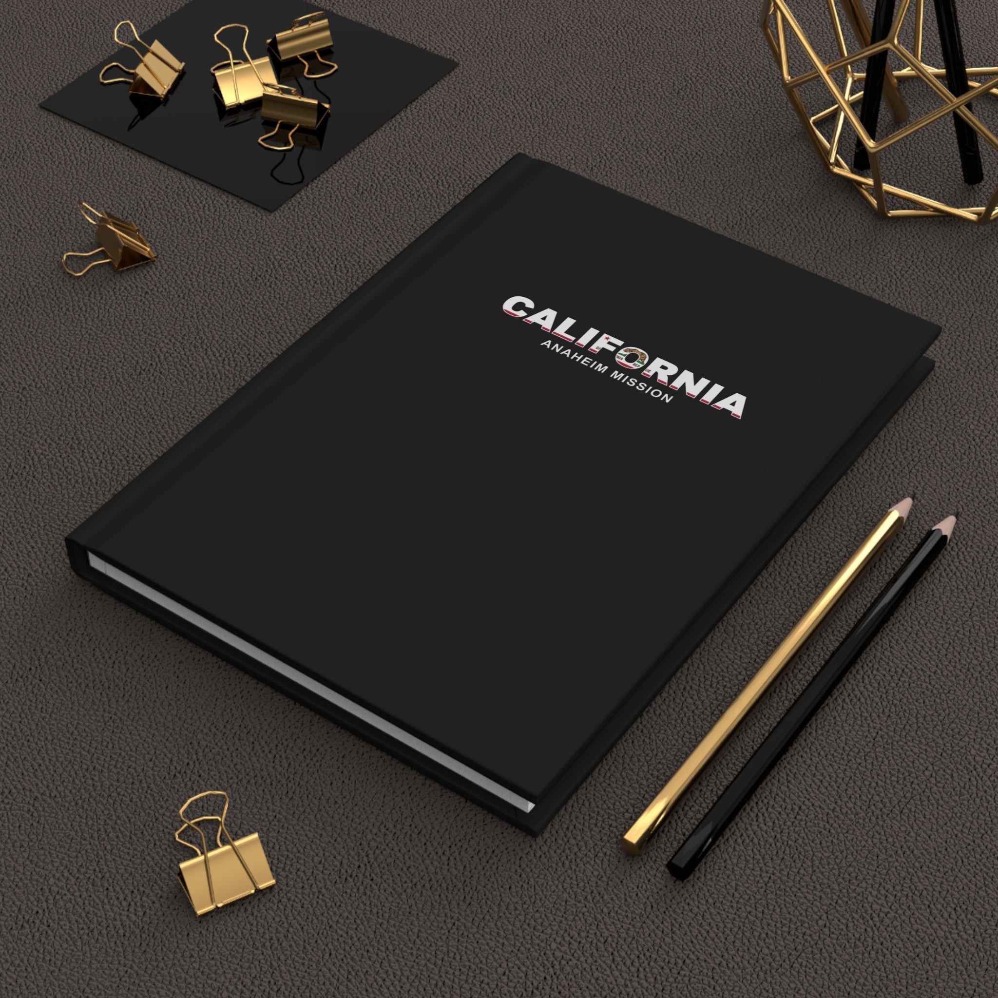 California Anaheim Mission Flag Title Black Hardcover Journal Matte - Latter-Day Saint LDS Missionary Gift - Book of Mormon