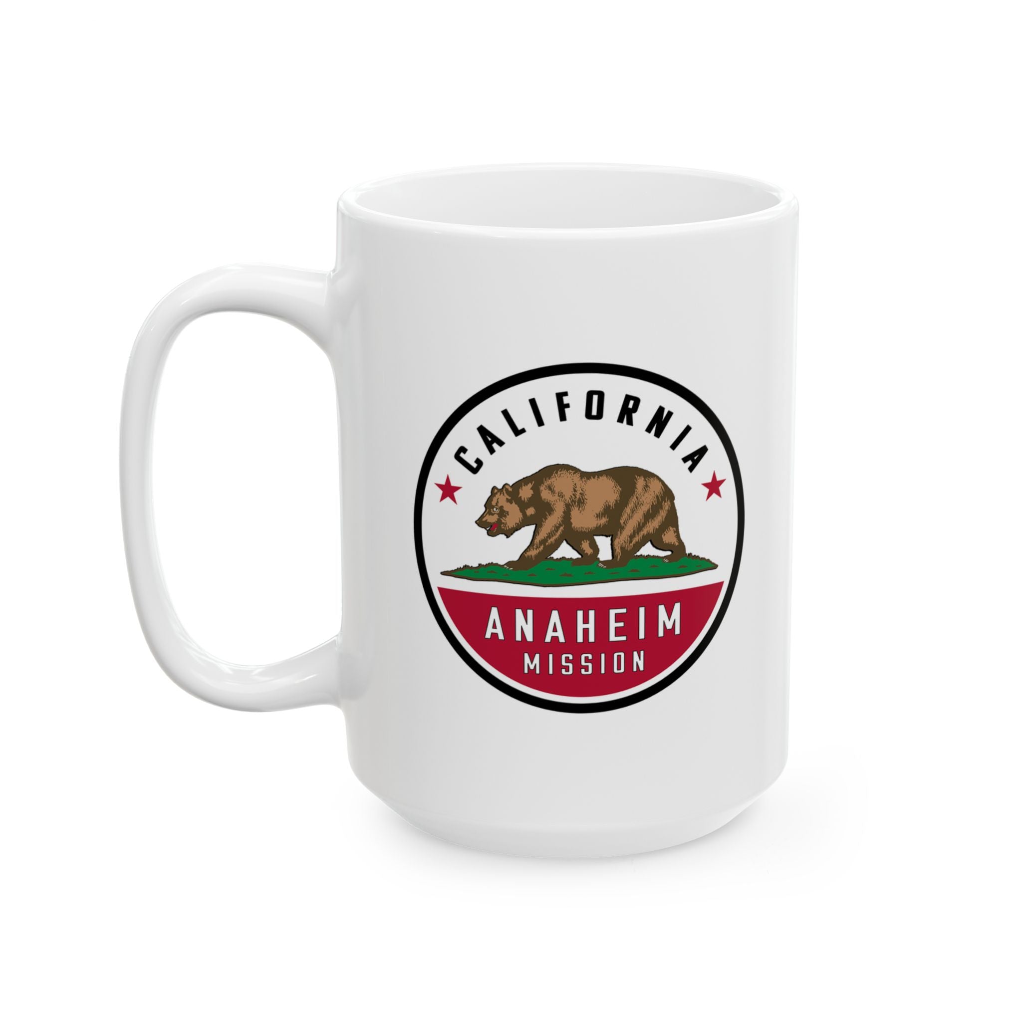 California Anaheim Mission State Flag Logo Ceramic Mug White Name - Latter-Day Saint LDS Missionary Gift - Book of Mormon