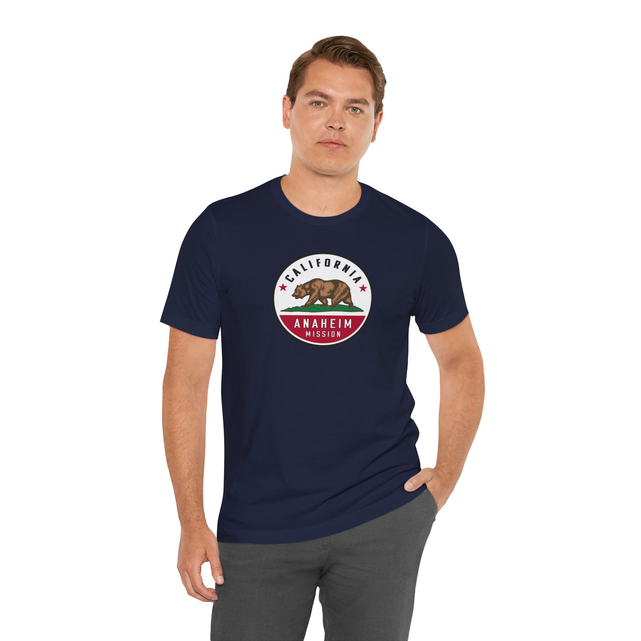 California Anaheim Mission State Flag Logo (White Border) T-shirt - Latter-Day Saint LDS Missionary Gift - Book of Mormon