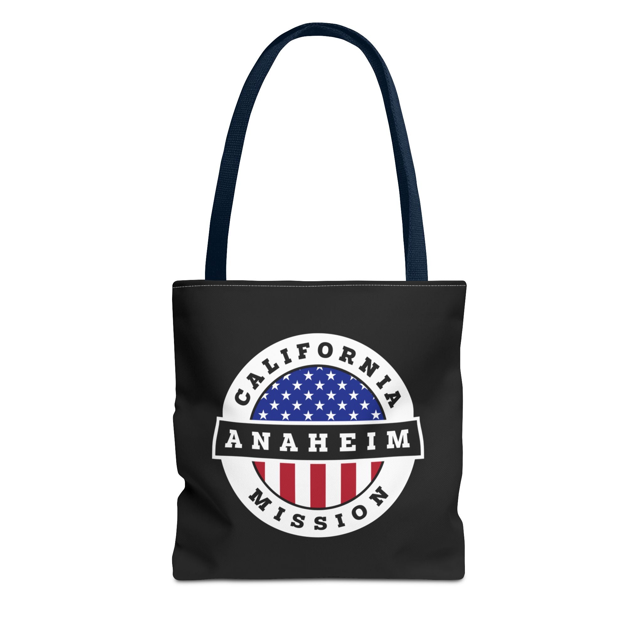 California Anaheim Mission USA Flag Logo Tote Bag Black - Latter-Day Saint LDS Missionary Gift - Book of Mormon