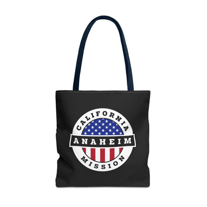 California Anaheim Mission USA Flag Logo Tote Bag Black - Latter-Day Saint LDS Missionary Gift - Book of Mormon