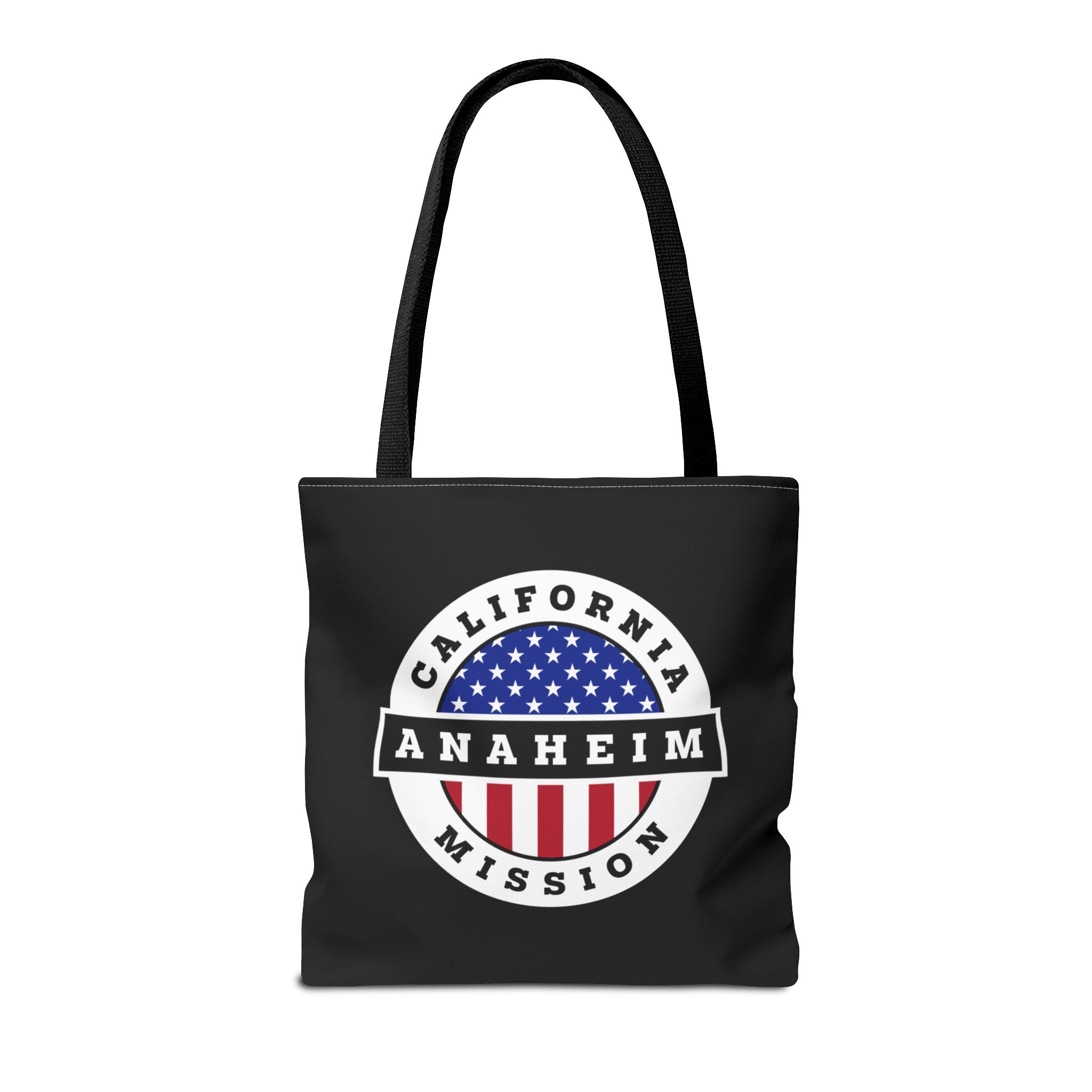 California Anaheim Mission USA Flag Logo Tote Bag Black - Latter-Day Saint LDS Missionary Gift - Book of Mormon