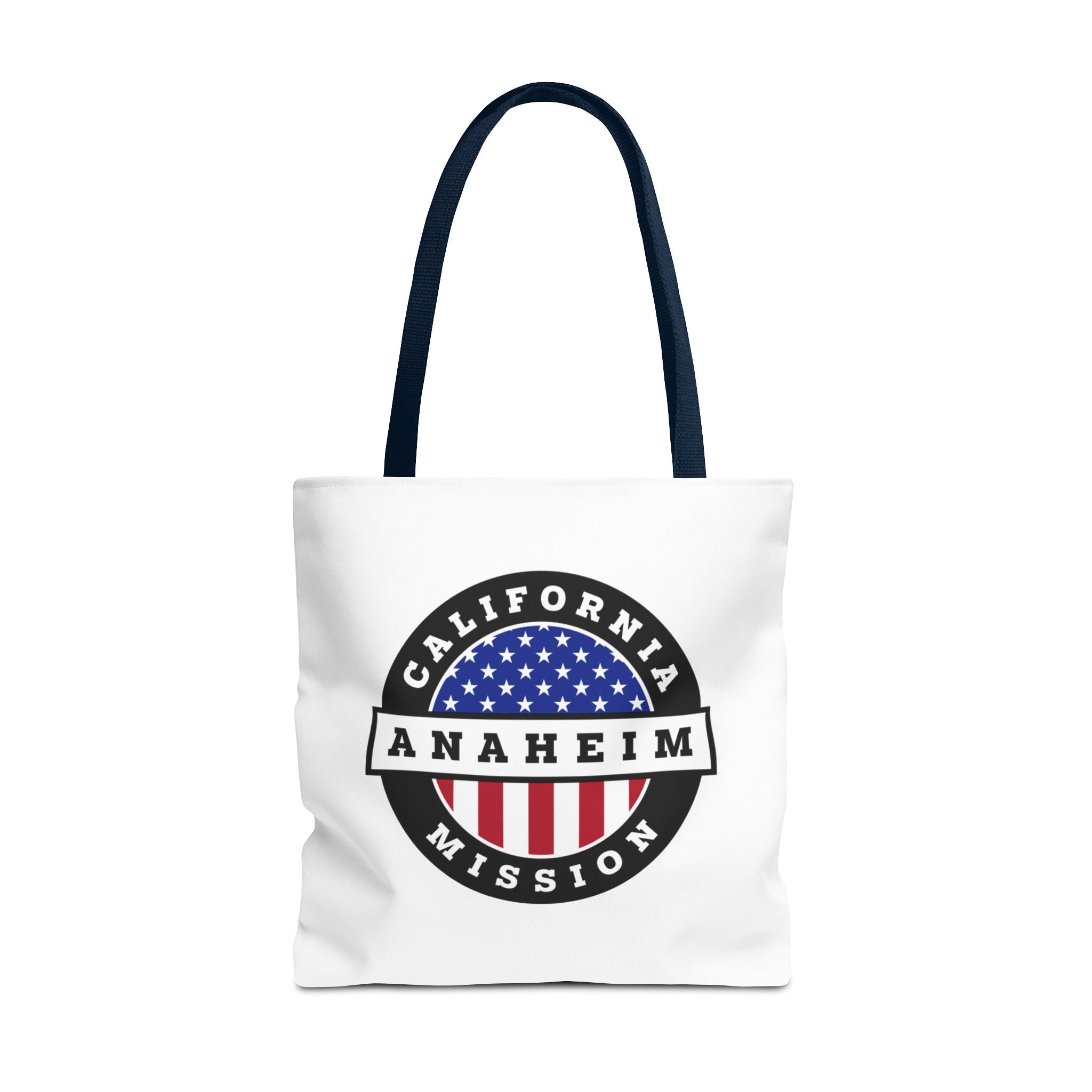 California Anaheim Mission USA Flag Logo Tote Bag White - Latter-Day Saint LDS Missionary Gift - Book of Mormon