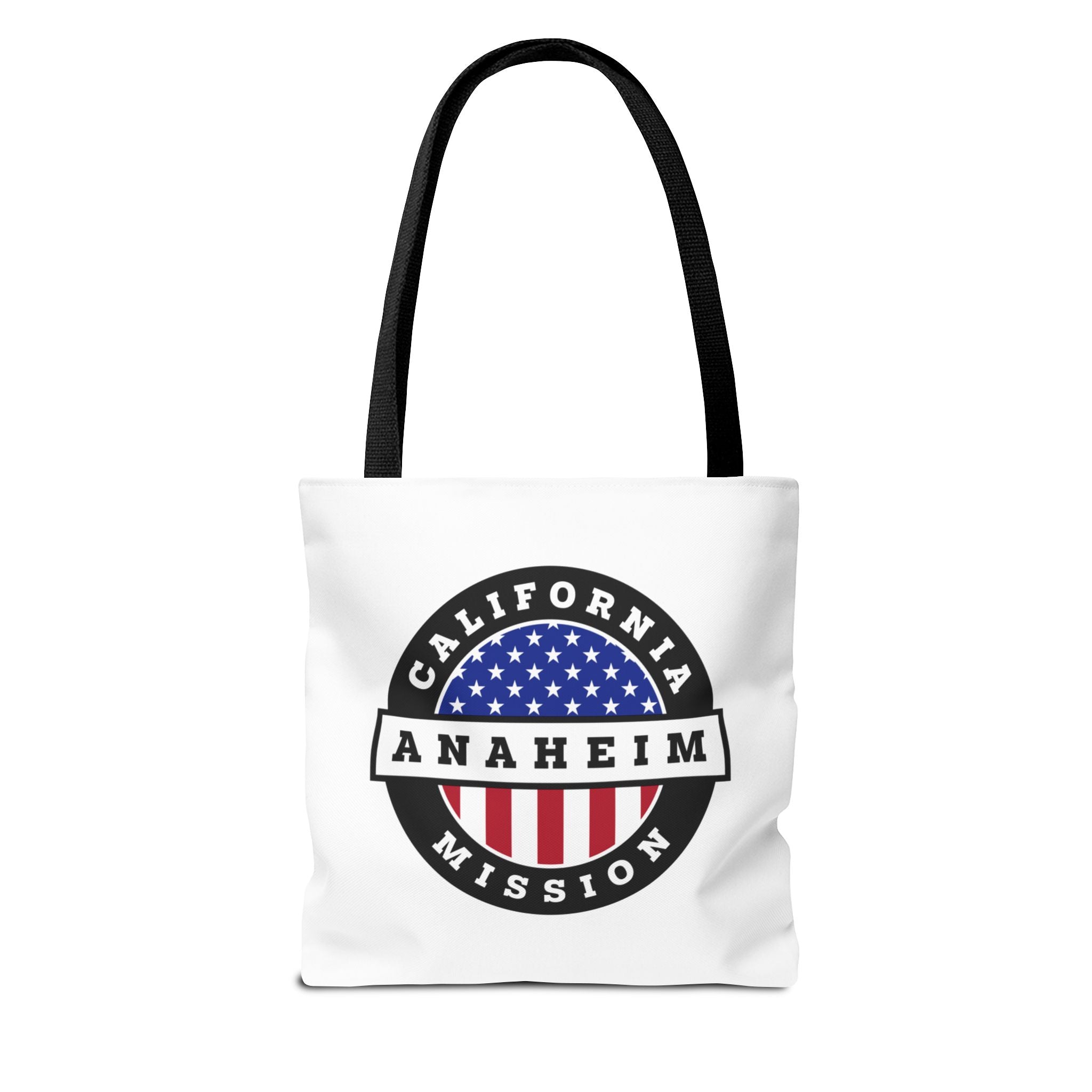 California Anaheim Mission USA Flag Logo Tote Bag White - Latter-Day Saint LDS Missionary Gift - Book of Mormon