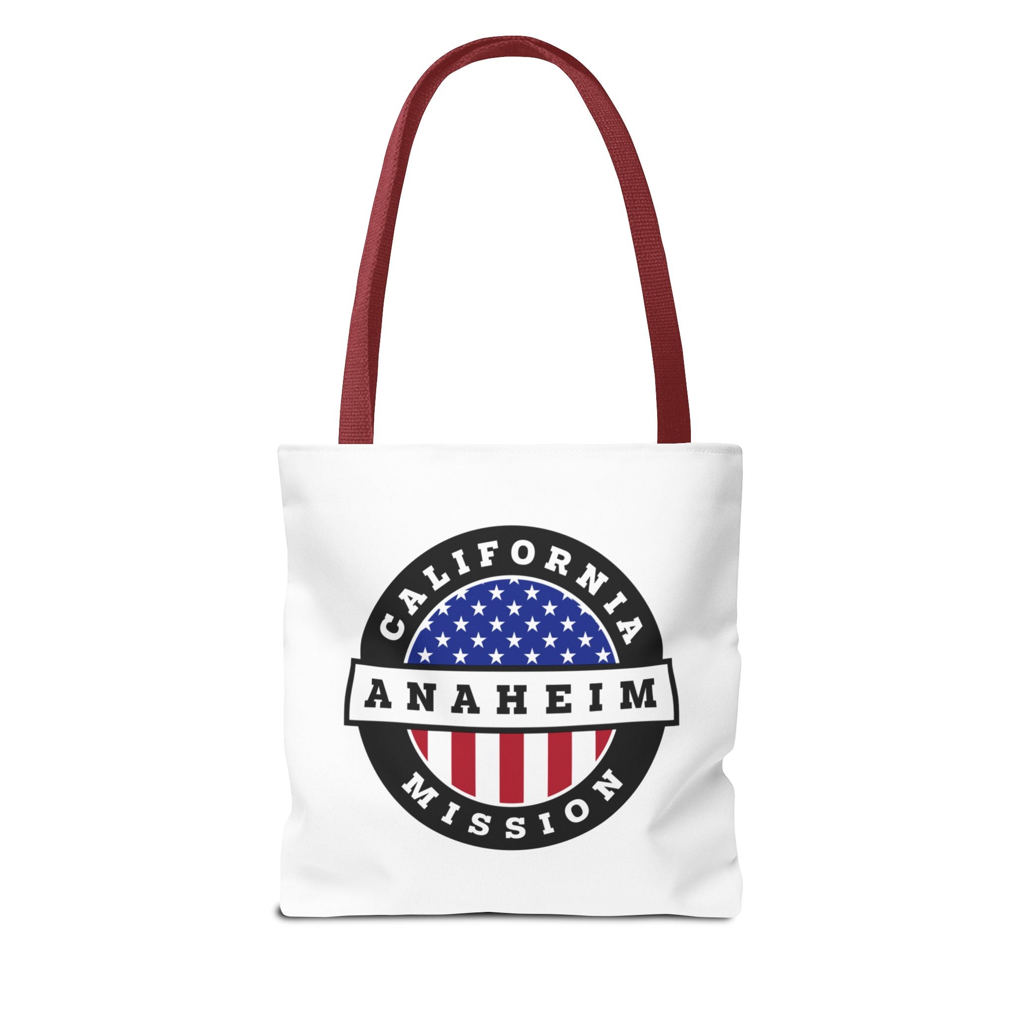 California Anaheim Mission USA Flag Logo Tote Bag White - Latter-Day Saint LDS Missionary Gift - Book of Mormon