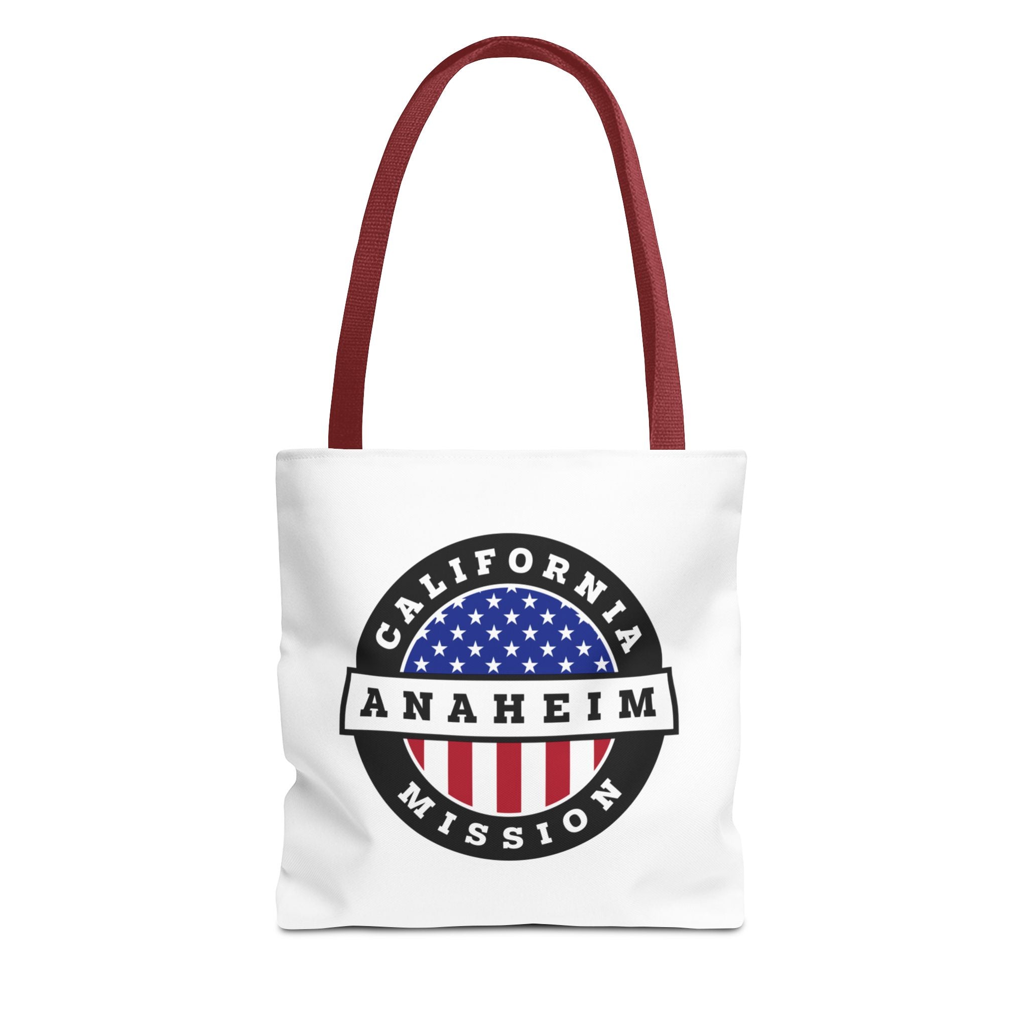 California Anaheim Mission USA Flag Logo Tote Bag White - Latter-Day Saint LDS Missionary Gift - Book of Mormon