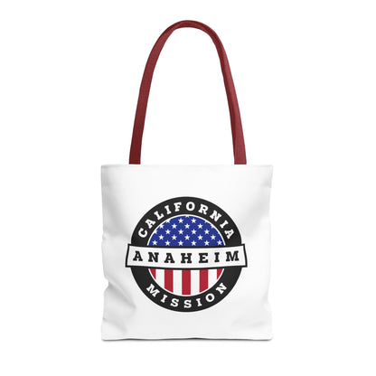 California Anaheim Mission USA Flag Logo Tote Bag White - Latter-Day Saint LDS Missionary Gift - Book of Mormon