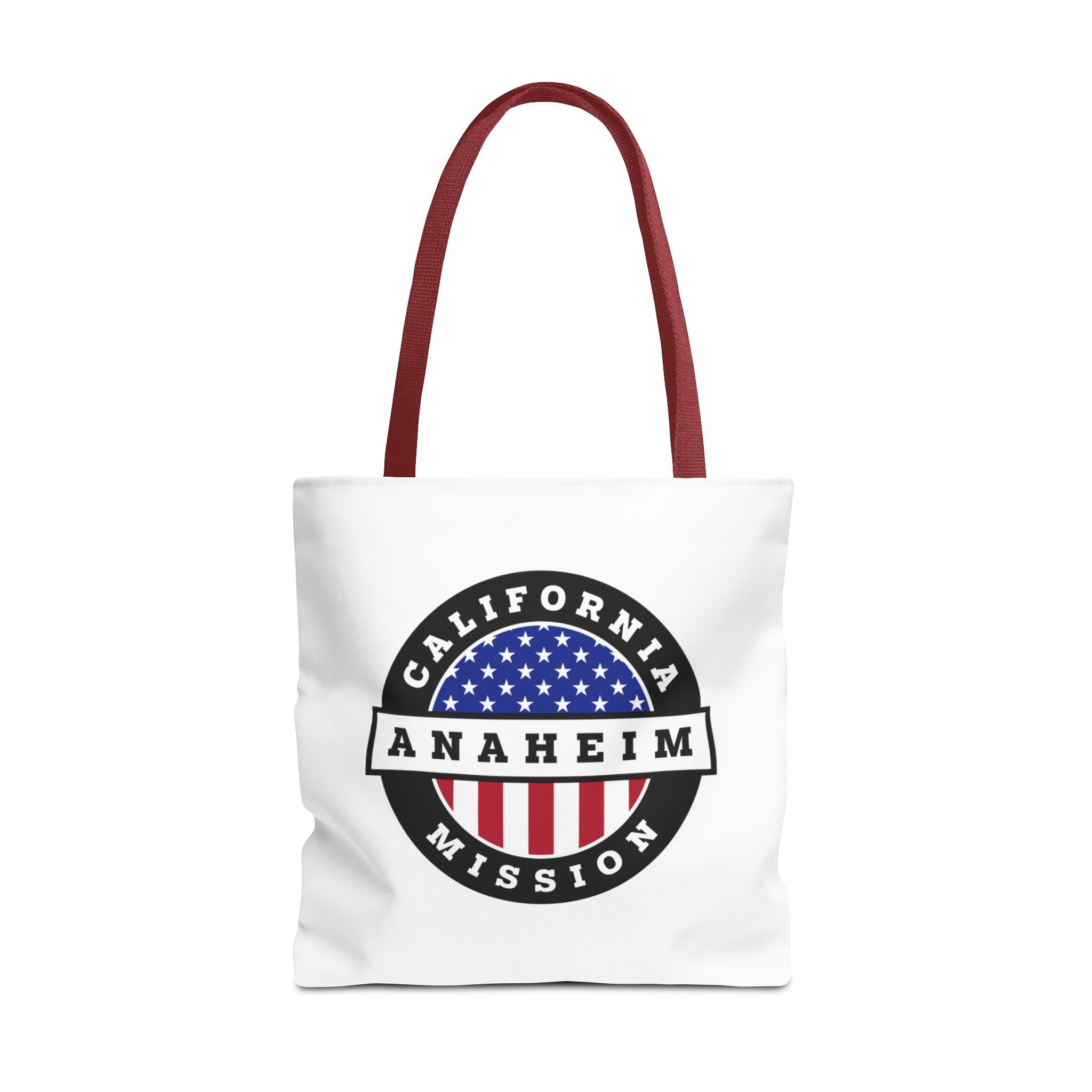 California Anaheim Mission USA Flag Logo Tote Bag White - Latter-Day Saint LDS Missionary Gift - Book of Mormon