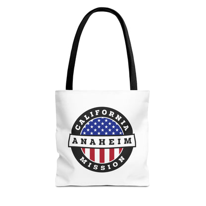 California Anaheim Mission USA Flag Logo Tote Bag White - Latter-Day Saint LDS Missionary Gift - Book of Mormon