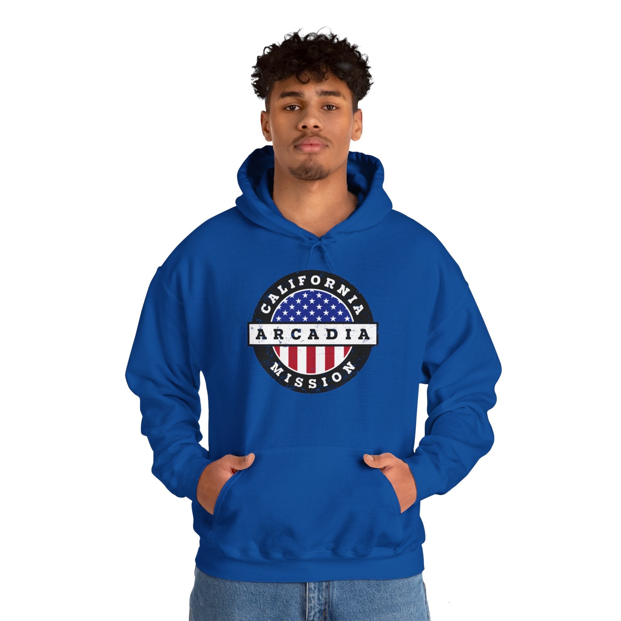 California Arcadia Mission Circular USA Flag Hoodie - Latter-Day Saint LDS Missionary Gift - Book of Mormon