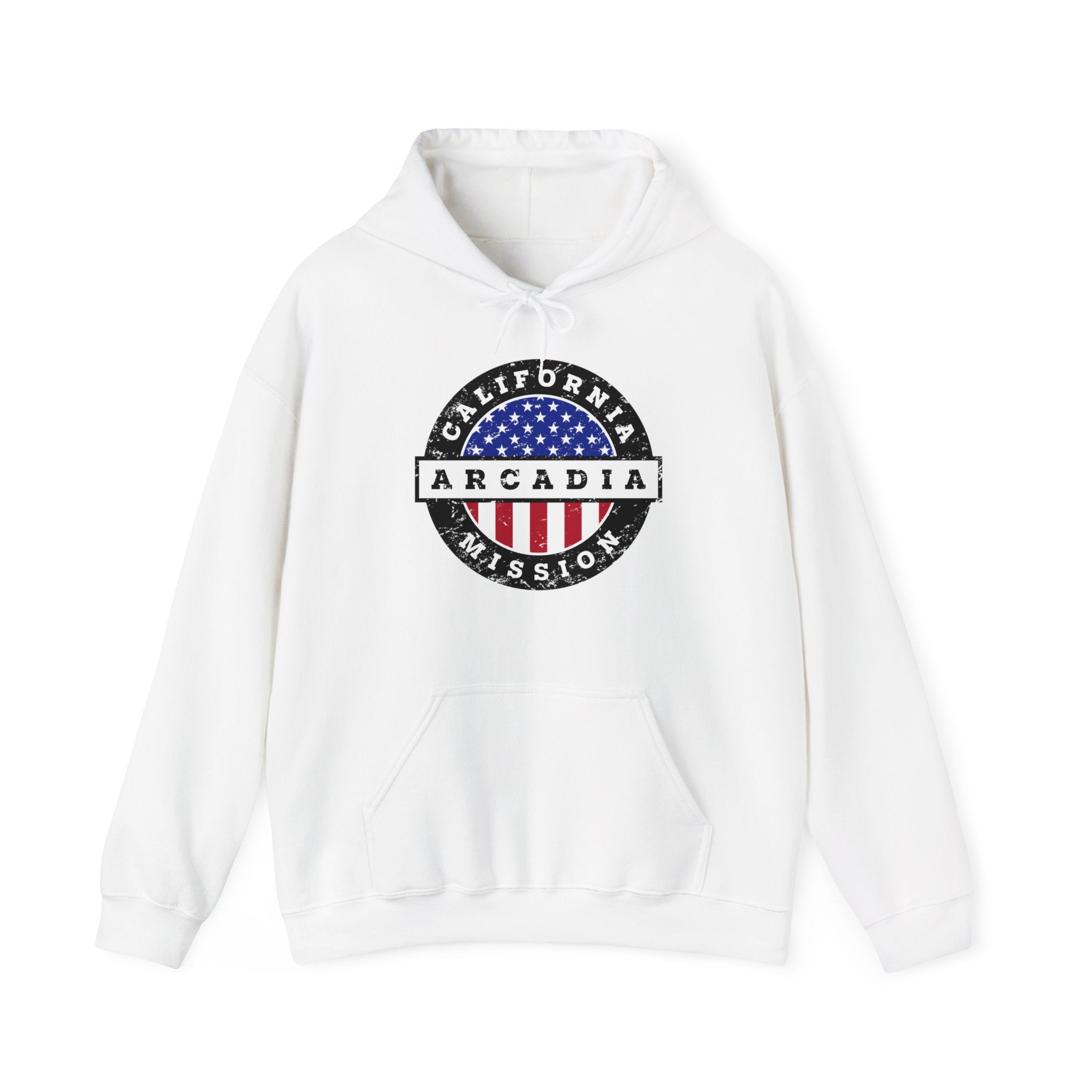 California Arcadia Mission Circular USA Flag Hoodie - Latter-Day Saint LDS Missionary Gift - Book of Mormon