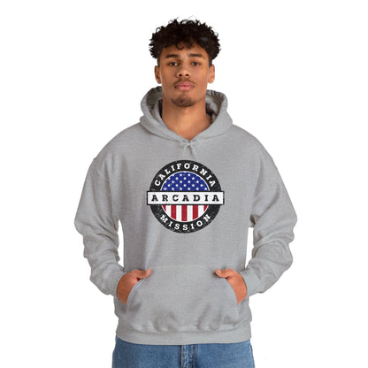 California Arcadia Mission Circular USA Flag Hoodie - Latter-Day Saint LDS Missionary Gift - Book of Mormon