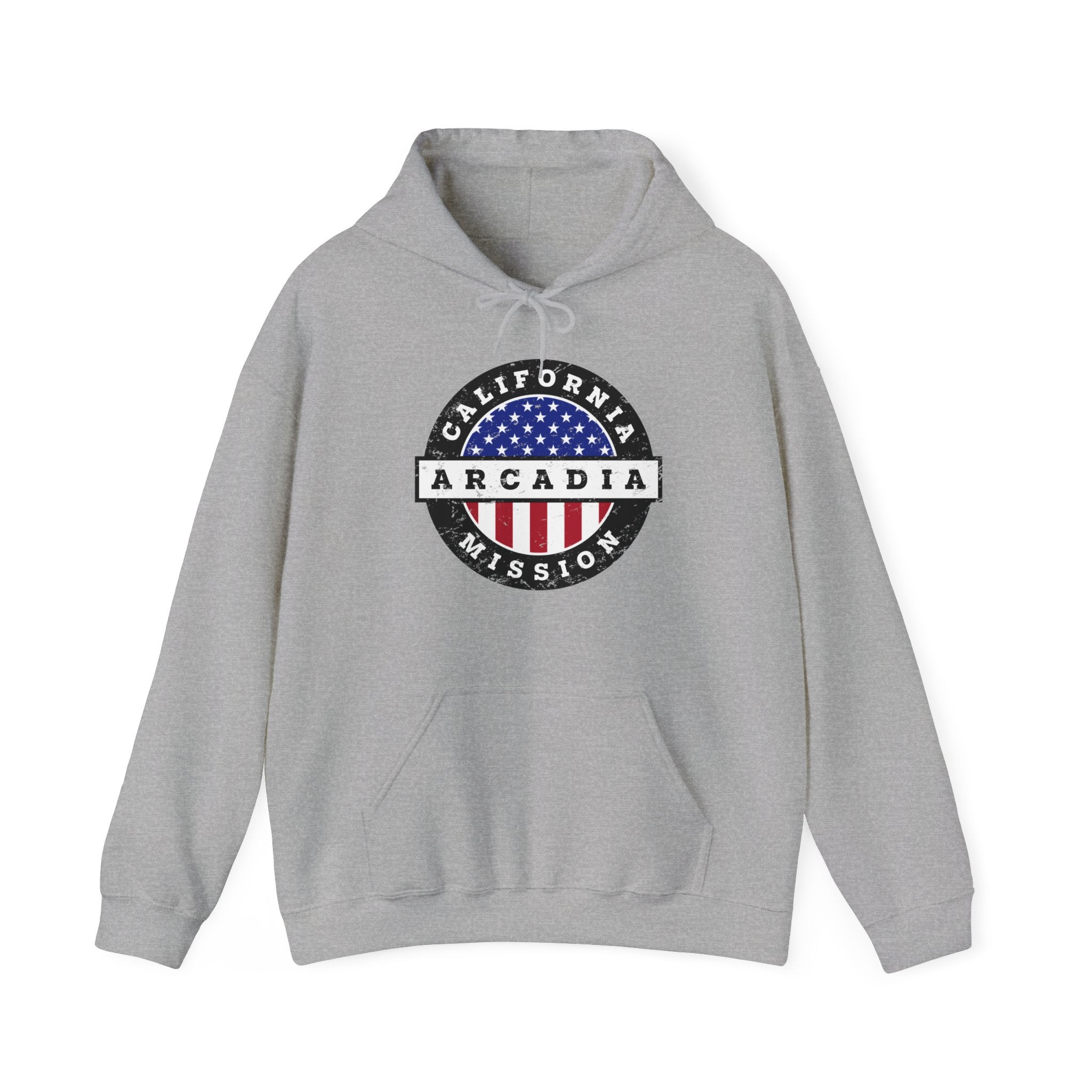 California Arcadia Mission Circular USA Flag Hoodie - Latter-Day Saint LDS Missionary Gift - Book of Mormon