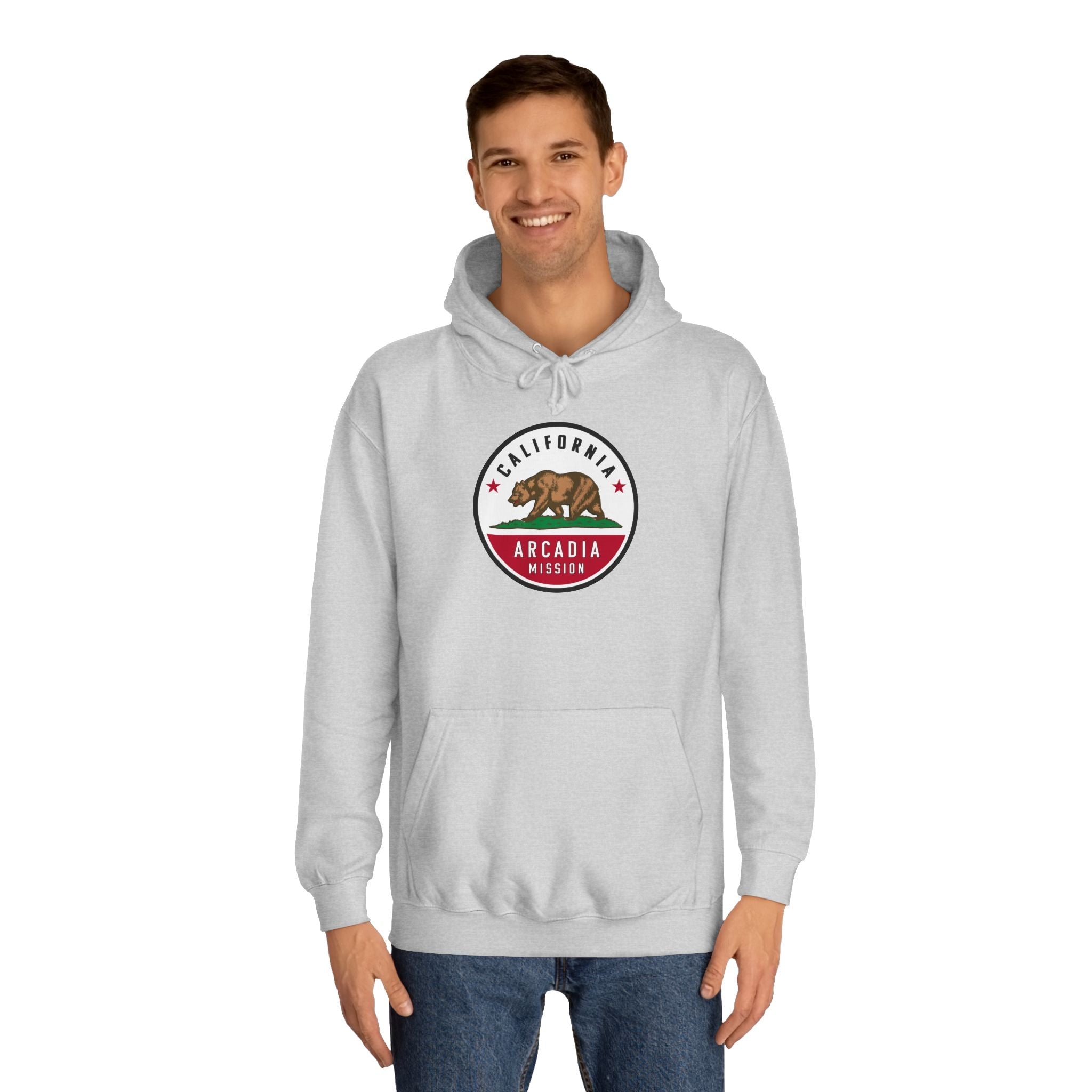 California Arcadia Mission State Flag Logo (White Border) College Hoodie