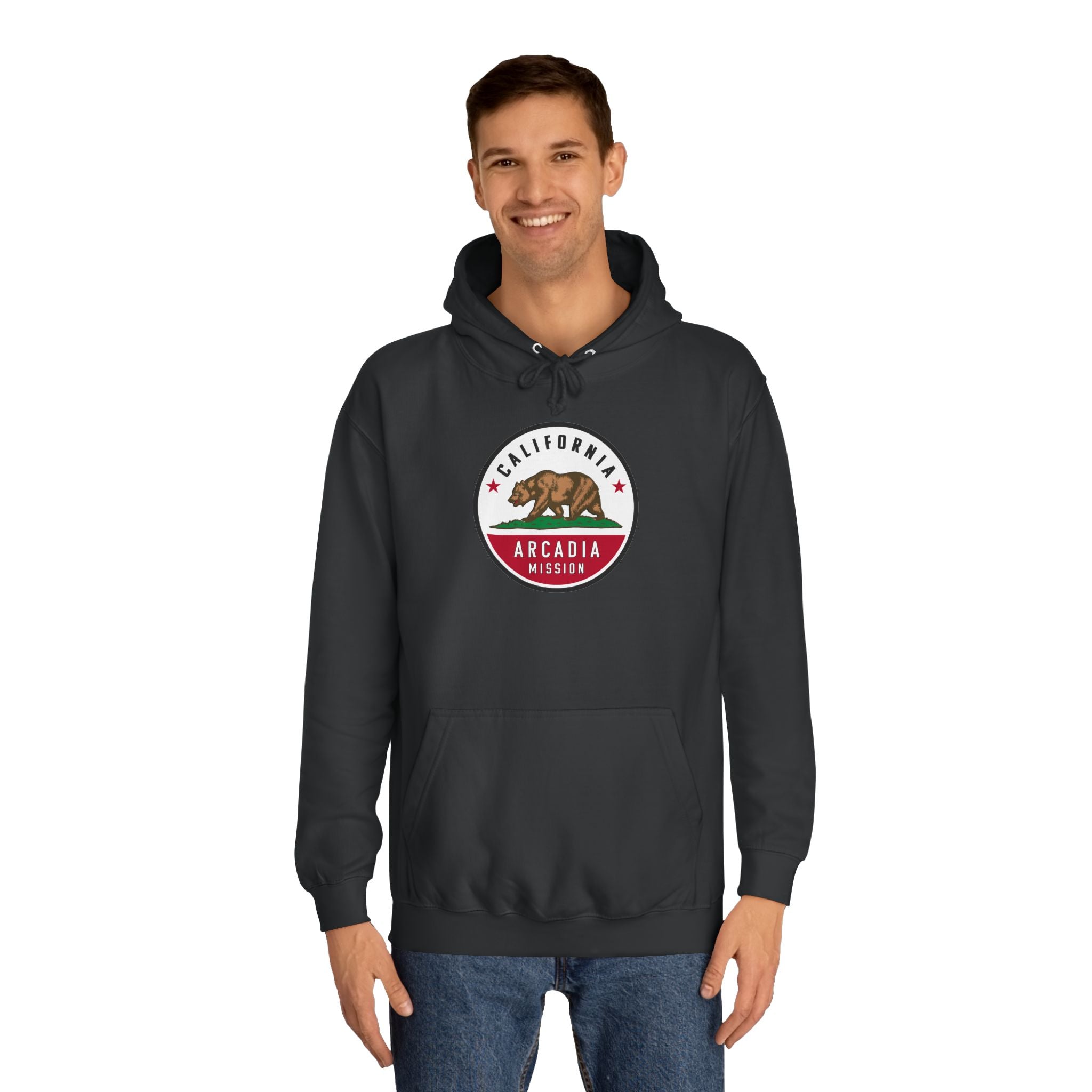 California Arcadia Mission State Flag Logo (White Border) College Hoodie