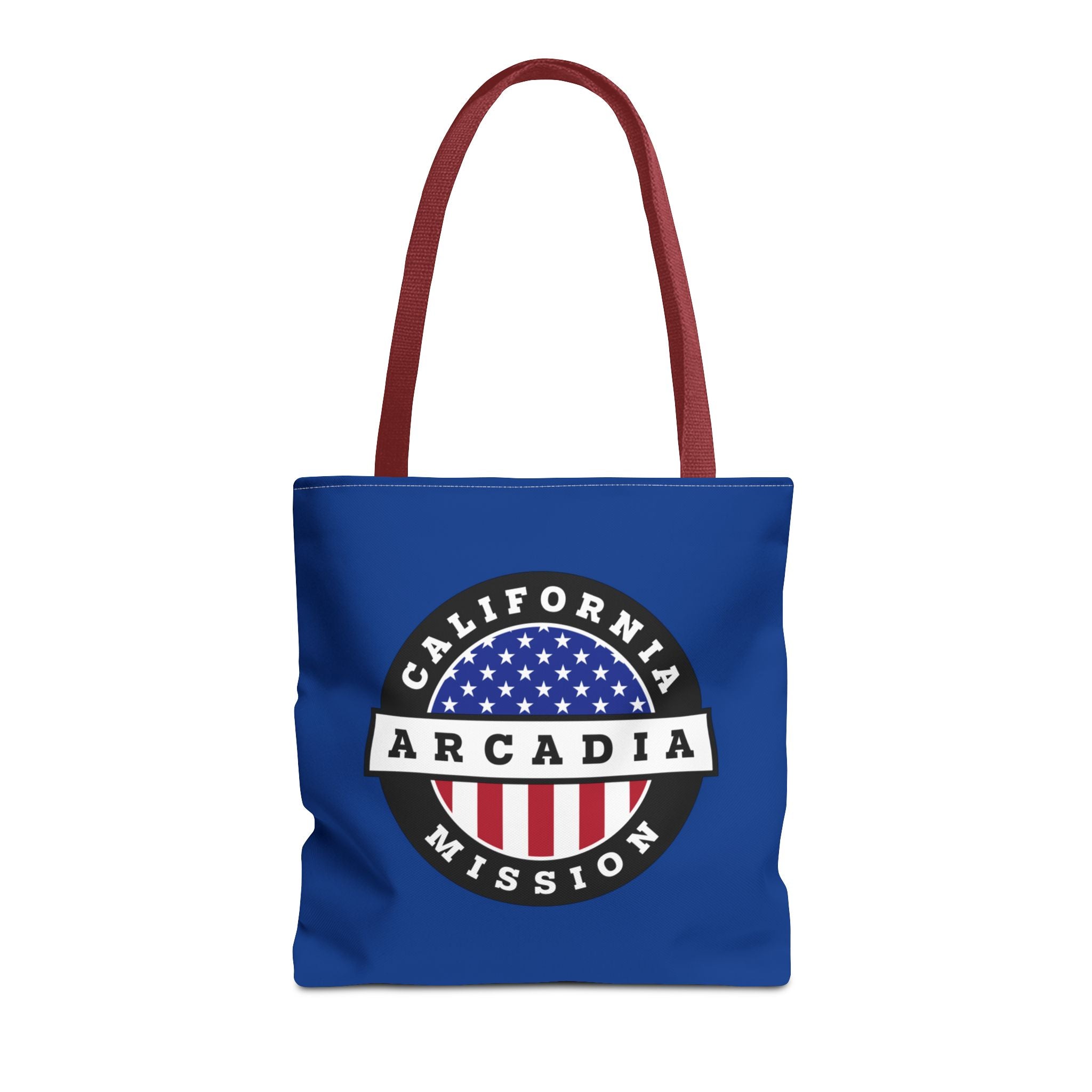 California Arcadia Mission USA Flag Logo Tote Bag Blue - Latter-Day Saint LDS Missionary Gift - Book of Mormon