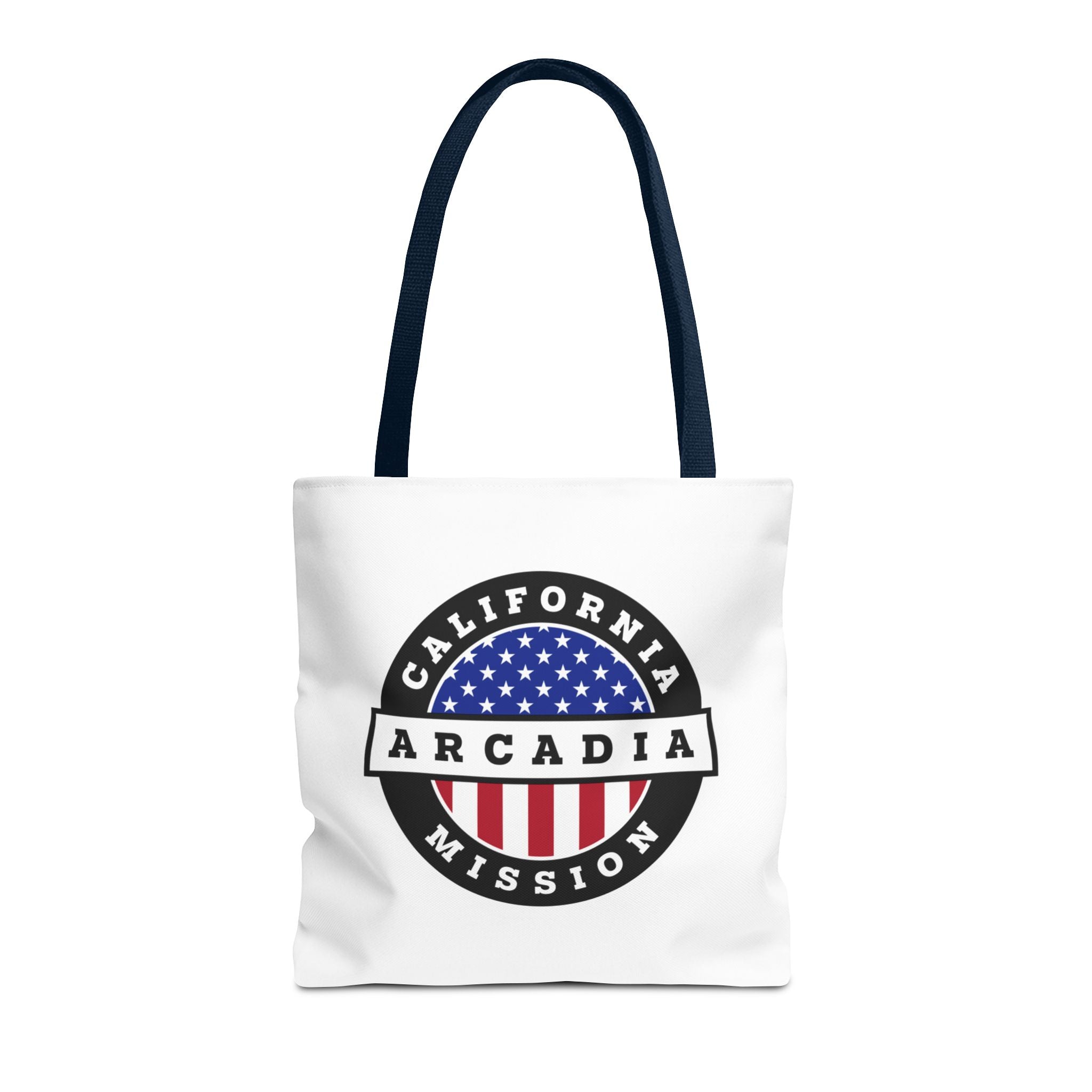 California Arcadia Mission USA Flag Logo Tote Bag White - Latter-Day Saint LDS Missionary Gift - Book of Mormon