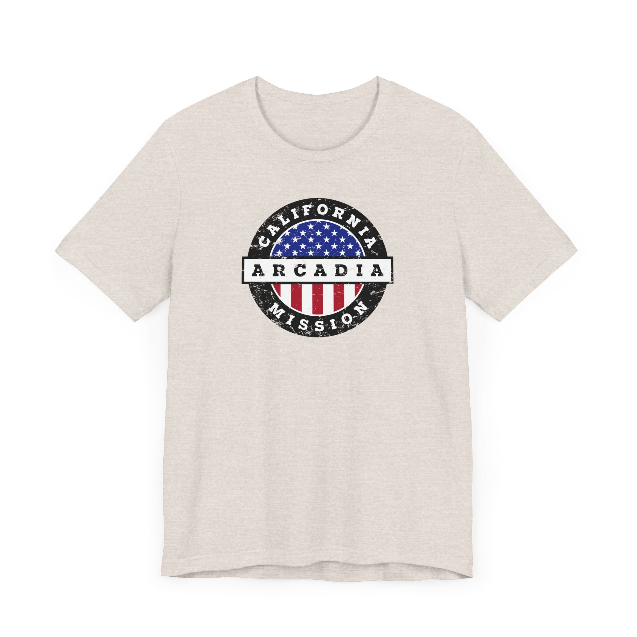 California Arcadia Mission Vintage Circular USA Flag T-Shirt - Latter-Day Saint LDS Missionary Gift - Book of Mormon