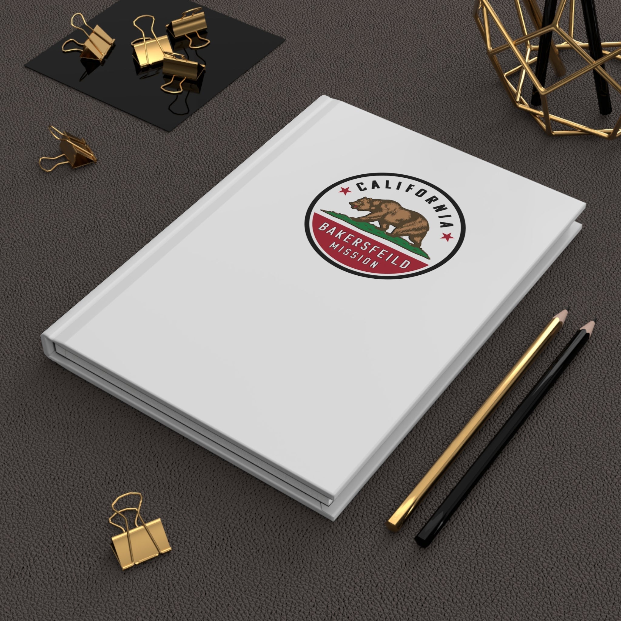 California Bakersfield Mission Logo Design White Hardcover Journal Matte - Latter-Day Saint LDS Missionary Gift - Book of Mormon