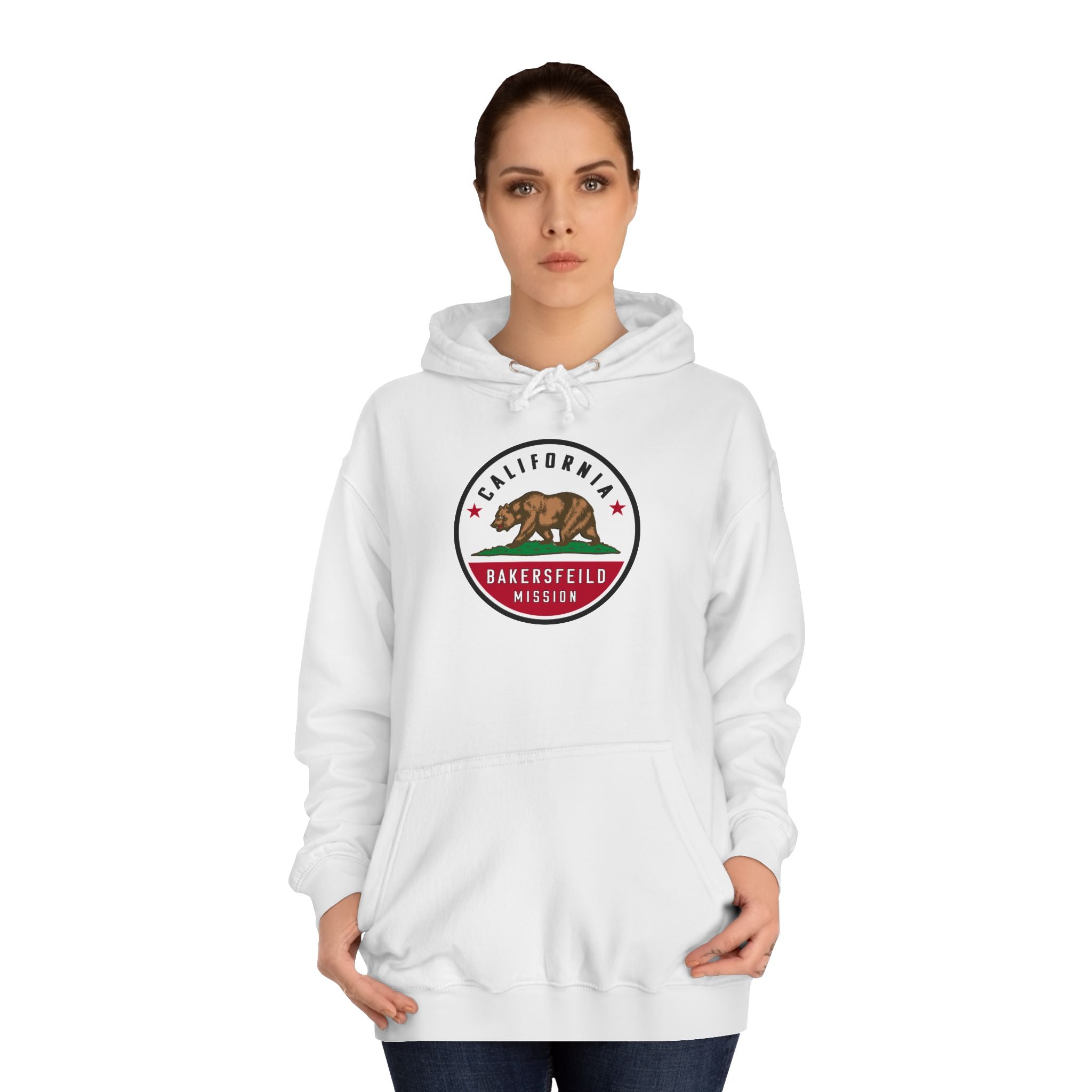 California Bakersfield Mission State Flag Logo (White Border) College Hoodie