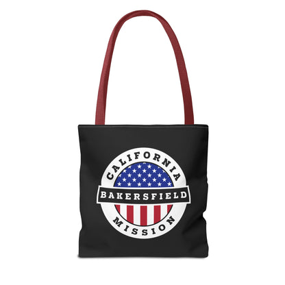 California Bakersfield Mission USA Flag Logo Tote Bag Black - Latter-Day Saint LDS Missionary Gift - Book of Mormon