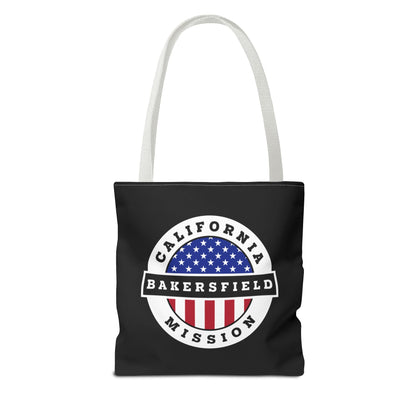 California Bakersfield Mission USA Flag Logo Tote Bag Black - Latter-Day Saint LDS Missionary Gift - Book of Mormon