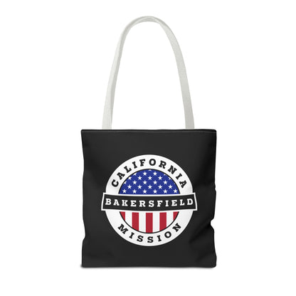 California Bakersfield Mission USA Flag Logo Tote Bag Black - Latter-Day Saint LDS Missionary Gift - Book of Mormon