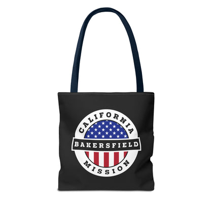 California Bakersfield Mission USA Flag Logo Tote Bag Black - Latter-Day Saint LDS Missionary Gift - Book of Mormon