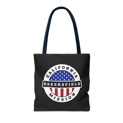 California Bakersfield Mission USA Flag Logo Tote Bag Black - Latter-Day Saint LDS Missionary Gift - Book of Mormon