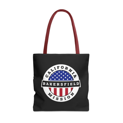 California Bakersfield Mission USA Flag Logo Tote Bag Black - Latter-Day Saint LDS Missionary Gift - Book of Mormon