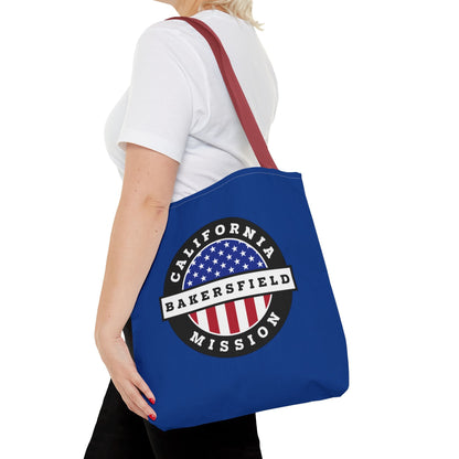 California Bakersfield Mission USA Flag Logo Tote Bag Blue - Latter-Day Saint LDS Missionary Gift - Book of Mormon