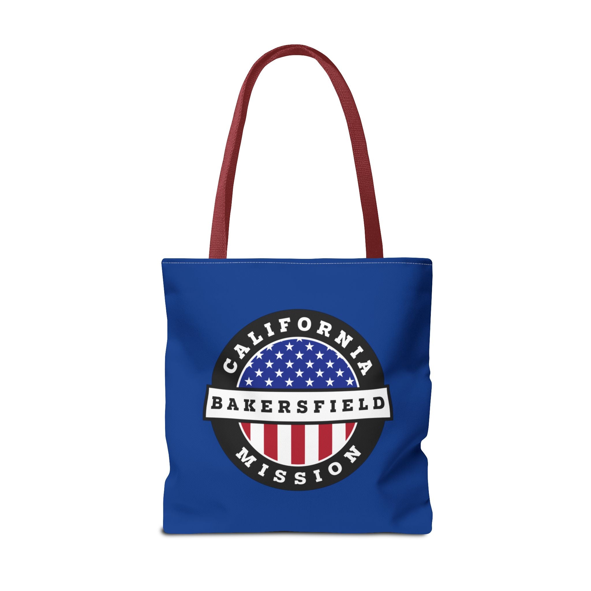 California Bakersfield Mission USA Flag Logo Tote Bag Blue - Latter-Day Saint LDS Missionary Gift - Book of Mormon