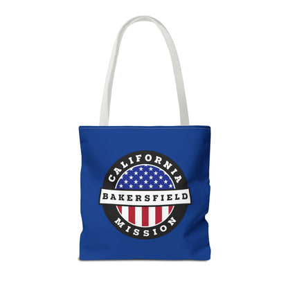 California Bakersfield Mission USA Flag Logo Tote Bag Blue - Latter-Day Saint LDS Missionary Gift - Book of Mormon