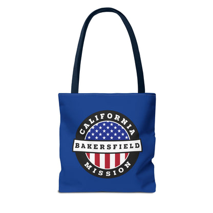 California Bakersfield Mission USA Flag Logo Tote Bag Blue - Latter-Day Saint LDS Missionary Gift - Book of Mormon