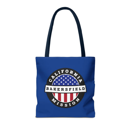 California Bakersfield Mission USA Flag Logo Tote Bag Blue - Latter-Day Saint LDS Missionary Gift - Book of Mormon